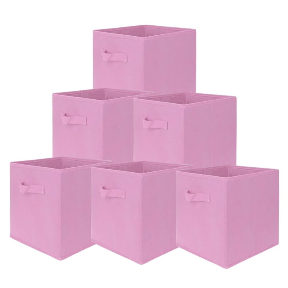 Foldable Fabric Cube Storage Bin Organizer - Pink